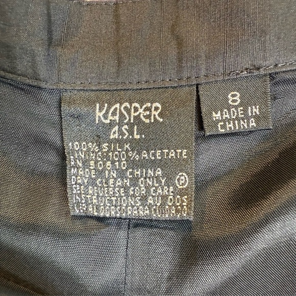 Kasper ASL 100% Silk Lined Black Trousers Vintage High Waist Side Zip Sz 8 - Picture 6 of 11